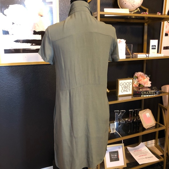Lulu’s Army Green Button Dress - Picture 3 of 8